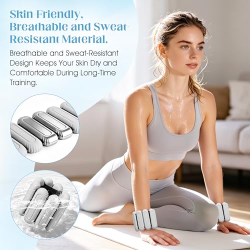 Wrist Weights for Women & Men, 2lb Silicone Wrist Ankle Weights for Pilates, Yoga, Running and Strength Training Comfortable Weighted Bracelet Arm Leg Weights for Fitness, Walking, Gym - color: Grey