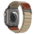 Alpine Loop Nylon Compatible with Apple Watch Ultra 3/2/1 Band 49mm Series 11/10/9/8/7/6/5/4/3/2/1/SE 46mm 45mm 44mm 42mm, Adjustable Soft Sport Strap with Leather Design for iWatch Men - color: Olive Green
