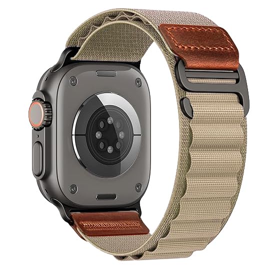 Alpine Loop Nylon Compatible with Apple Watch Ultra 3/2/1 Band 49mm Series 11/10/9/8/7/6/5/4/3/2/1/SE 46mm 45mm 44mm 42mm, Adjustable Soft Sport Strap with Leather Design for iWatch Men - color: Olive Green
