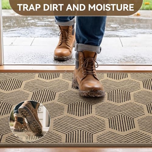 Door Mat Indoor Outside Entrance 24''x71'', Dirt Resistant Absorbent Mats, Non Slip Outdoor Inside Front Entryway Mat, All Season Welcome Mat, Low Profile Doormat, Washable Easy Clean, Brown - color: B- Brown, size: 24"x71"