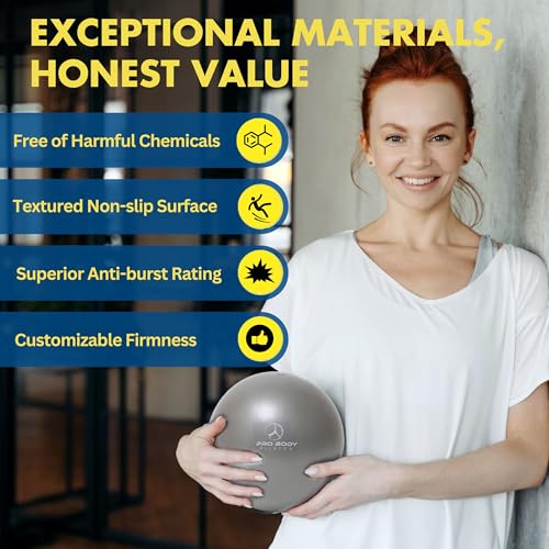 ProBody Pilates Small Exercise Ball - 9 Inch Workout Ball for Stability, Barre, Yoga, Core & Physical Therapy - color: Blue