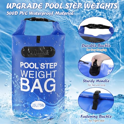 75 lb Heavy Duty Pool Ladder Weights - 2 Pack Pool Step Sand Bags for Above Ground Pools, Waterproof 500D PVC, Tear-Resistant Pool Stair Stabilizer to Prevent Floating, Blue - color: Blue, size: 75 lb