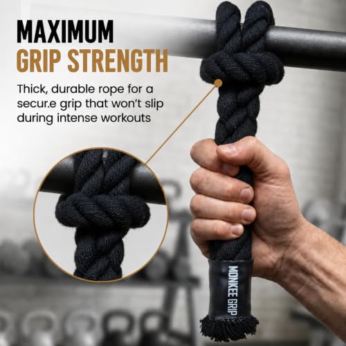 Rope Grips Cotton Black (Pair) Pull-up, Grip Strength, - color: Level 1: Black