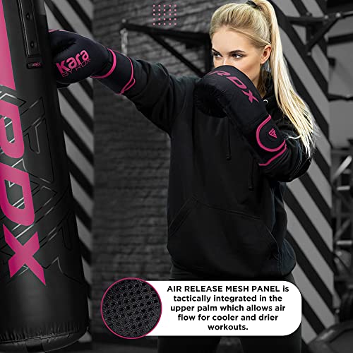 RDX Boxing Gloves, Pro Training Sparring, Maya Hide Leather, Muay Thai MMA Kickboxing, Men Women Adult, Heavy Punching Bag Focus Mitts Pads Workout, Ventilated Palm, Multi Layered, 8 10 12 14 16 18 Oz - color: PINK, size: 8 OZ
