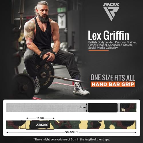 RDX Lifting Straps for Weightlifting –100% Cotton Heavy Duty Gym Wrist Strap with 5MM Neoprene Padding, 60CM Anti-Slip Hand Grip Wraps for Deadlifts Powerlifting Workouts Strength Training, Men Women - color: Camo Green