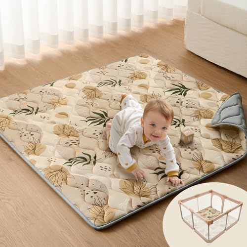 Blissful Diary Baby Play Mat, 47x47 Infant Play Mat for Playpen, Thicken Foam Cushioned Baby Mat for Floor, Non-Slip Kids Play Mat, Washable Baby Playmat for Babies,Toddlers, Earth Tones Design - color: Earth Tones, size: 47" X 47"