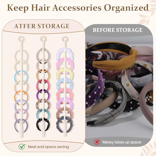 3 PCS Headband Holder Organizer for Girl,Hanging Hairband Storage for Women,Brown Hair Hoop Display Hair Accessories Organizer Bedroom College Dorm Decor (Boho1-3pcs) - color: Boho1-3pcs
