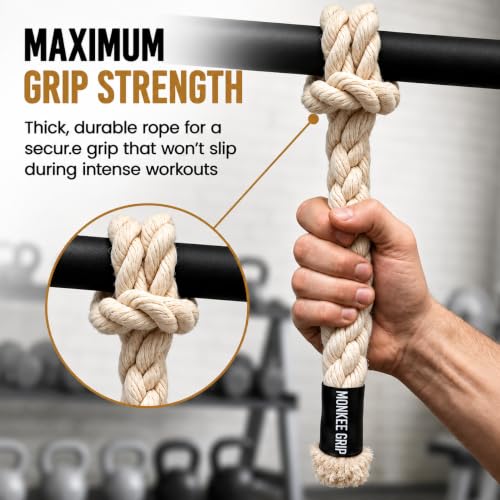 Rope Grips Cotton Black (Pair) Pull-up, Grip Strength, - color: Level 2: Natural