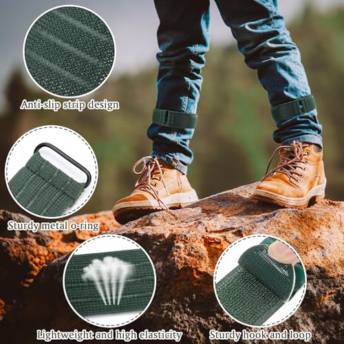 Elastic Ankle Straps Cycling Pant Leg Straps Adjustable Safety Band Boot Blousers for Climbing Fishing Outdoor Sport - color: Army Green