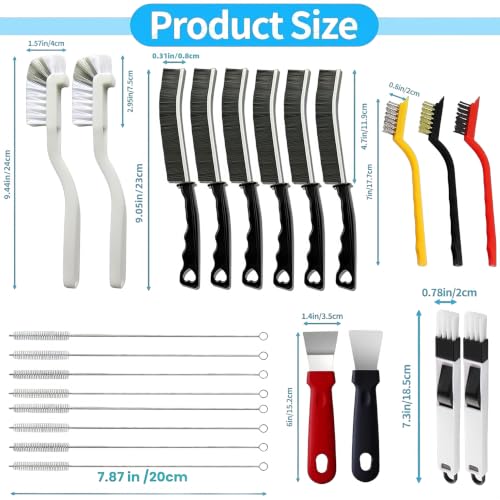 23Pcs Crevice Cleaning Brush Set, Hard Bristle Scrub Brushes Tools for Deep Cleaning Gap, Multifunctional Grout Brush for Tile Lines, Sliding Door, Sill, Shutter, Bottle, Corner, Sink, Teapot