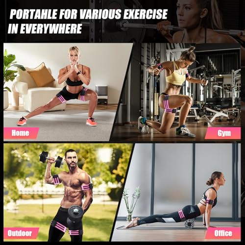 Booty Bands, Blood Flow Restriction Bands for Women/Men, Adjustable BFR Training Bands for Glutes & Hip Building, Occlusion Resistance Bands - color: Pink