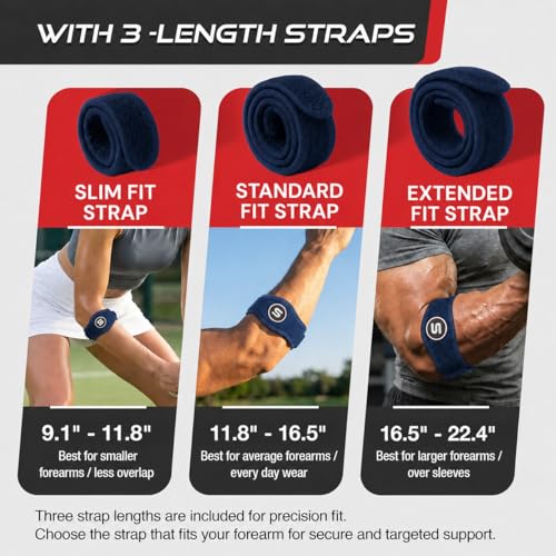 Sleeve Stars Tennis Elbow Brace for Men & Women, Elbow Brace for Tendonitis, Tennis Elbow Strap, Golfers Elbow Brace, Elbow Support Wrap for Tennis Elbow Relief, Fits 9"-23" (Single/Navy Blue) - color: Navy Blue