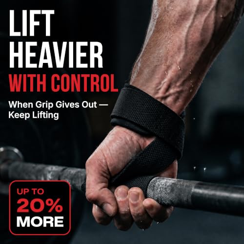 Rip Toned Lasso Lifting Straps for Weightlifting, 23¼" Padded | 1 Pair, cotton, non-latex neoprene. No break-in. Quick release. Deadlifts, rows, shrugs, pull-ups. Machine washable. - color: Black
