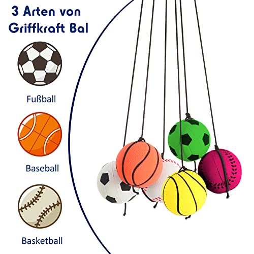 Skylety 6 Pcs Wrist Return Ball on a String 2.48 Inch Rebound Sport Balls with Elastic Strap Soccer Basketball Baseball Practice Party Favors Wrist Exercise and Fun Play for Kids Adults - size: 1.85 Inch