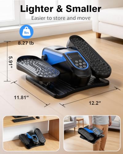 VIVURN® 023 Under Desk Elliptical Mini Electric Leg Exerciser for Senior, 12 Speeds RF Remote Display Monitor Non-Slip Mat, Quiet & Compact Seated Pedal Exerciser for Home Office Gift for Mom Dad - color: Blue