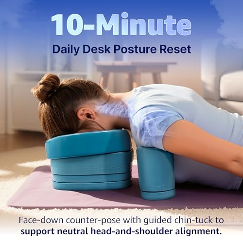 G.StretchAid Face-Down Posture Corrector for Tech Neck & Rounded Shoulders | 5-in-1 Face-Down Reset, Guided Chin-Tuck Positioning, 4-Level Cervical & Shoulder Support, Neck Stretcher, Travel Case