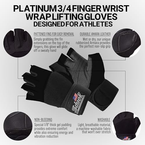 Schiek Sports 540 Platinum Lifting Gloves - Weightlifting Gloves with Wrist Wrap Support for Gym Workouts - size: Medium