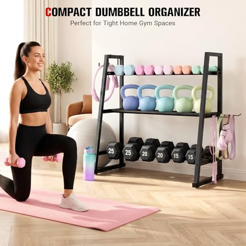 Dumbbell Rack Stand Only, Adjustable Weight Rack for Home Gym, Capacity Weight Storage Stand, Kettlebell & Dumbbell Organizer, Space-Saving Fitness Equipment Rack - color: Carbon Black