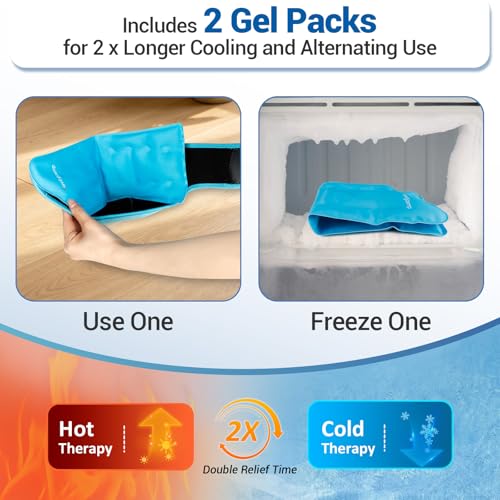 Comfytemp Ankle Ice Pack Wrap Brace for Swelling, Foot Pain Relief, 2 Gel Packs for Injuries Reusable, Hot Cold Compress Therapy for Plantar Fasciitis Relief, Heel Spur, Achilles Tendonitis, Swelling - color: Blue 36, size: Standard