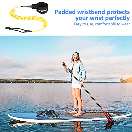 Premium Coiled Surfboard Leash, 11 feet SUP Leash Leg Rope, Stand Up Paddle Board Leash for All Types of Surfboards - color: Yellow