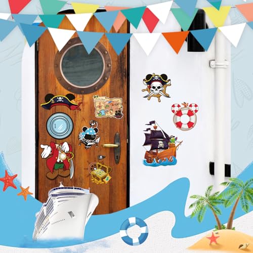 RiVolTa Mouse Cruise Door Magnets - 9 PCs Pirate Captain Ship Cabin Decorations Stateroom Sea Navigation Accessories Anchor Funny Magnetic Stickers for Party Carnival Cars Refrigerator Locker Decor - color: Pirate Ship