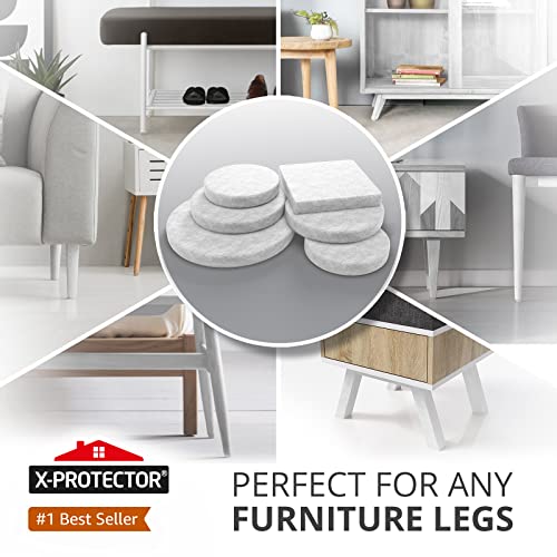 Felt Furniture Pads X-PROTECTOR 133 PCS - Premium Furniture Pads for Hardwood Floors - White Felt Pads for Furniture Feet - The Best Chair Leg Floor Protectors - Protect Your Hard Floors! - size: 133 PCS White, Round & Square