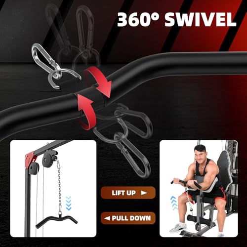 LAT Pulldown Bar Attachments for Pulley Cable Machine, Single D-Handle Tricep Press Down Bar with Rubber Handle, D Handle Cable Accessories for Gym - color: Black-1pc (19in W-Bar)