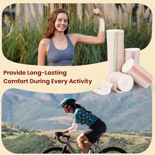 12 Pack Elastic Bandage Latex Free Stretch Bandage (2x2",2x3",2x4") | 15FT Max Stretch Length, Latex Free, Reusable Medical Bandage Wrap, Machine Washable, Breathable Fabric, Individually Packed - size: 12 Pack