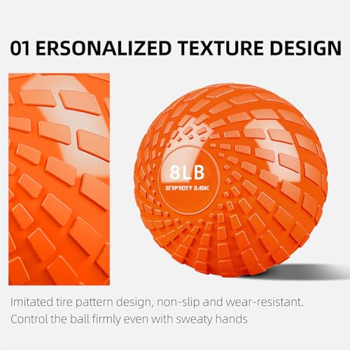 Medicine Ball 8, 10 lbs Slam Ball Weighted Balls for Exercise Strength and Crossfit Workout - color: Dynamic Orange, size: 8 LB