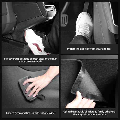 LUCKEASY 5PCS Front Rear Console Kick Pad for Tesla Model Y Juniper 2025+ | Front & Rear Center Console Anti-kick Mat, 2026 Juniper Accessories, Premium & Performance, All-Weather TPE Mat, Black - size: 5PCS Front & Rear Center console anti-kick Pad