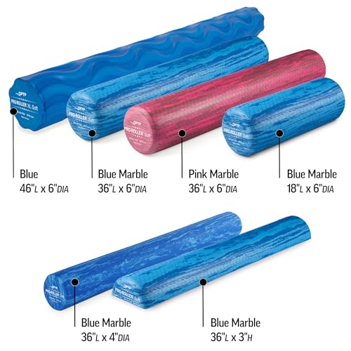 OPTP PRO-Roller Soft Density Foam Roller – Round, Blue, 36" x 4" | Low density soft foam roller for physical therapy, Pilates, yoga foam roll exercises, and muscle recovery, blue 36" x 4" - color: Blue 36" X 4"