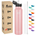Han's Bottle Sports Water Bottle - 32 Oz, Straw Lid, Leak Proof, Vacuum Insulated Stainless Steel, Double Walled, Thermo Mug,Blush - color: Blush, size: 32 Ounces