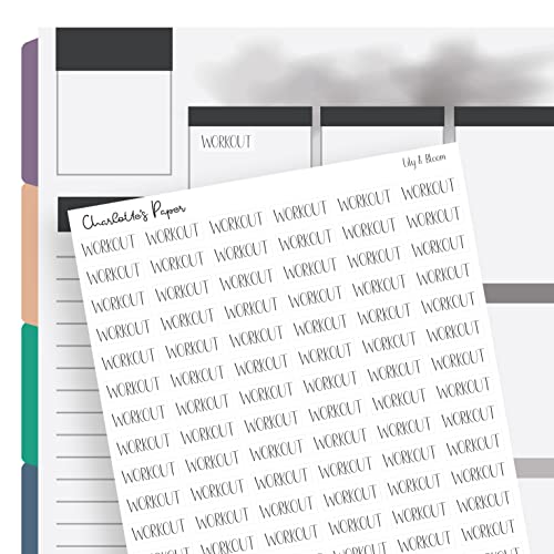 Micro Clear Workout Stickers, 270 stickers .30" tall, Black Lettering, Modern Functional Planning Stickers, Waterproof, Removable, Planning Stickers for School