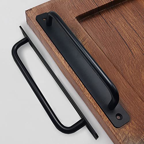 12 Pack 7 1/2 Inch 192 mm Matte Black Cabinet Handles with Base Plate Aluminum Cabinet Pulls Drawer Pulls Sliding Door Pulls - color: RoundBlack, size: 7 1/2 Inch