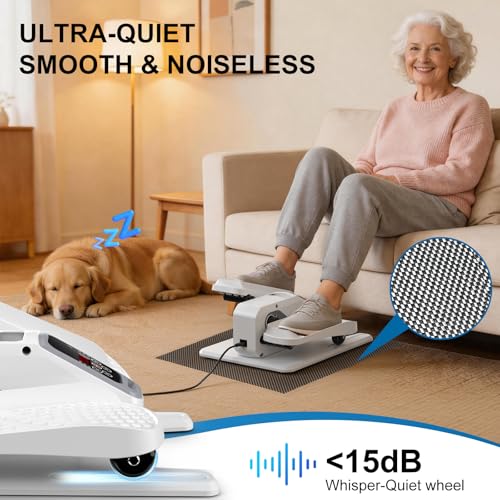 VIVURN-018 Under Desk Elliptical 12 Speed 5 Modes Mini Motorized Leg Exerciser While Sitting for Seniors As Seen on TV with Non-Slip Mat Quiet & Portable Electric Pedal Exerciser for Home and Office - color: White