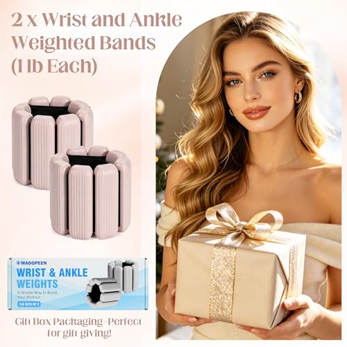 Wrist Weights, 2Pack Adjustable Ankle Weights for Women/Men, Silicone Weighted Bangles for Yoga, Pilates, Running & Walking, Arm & Leg Weights, 2lb - color: Beige