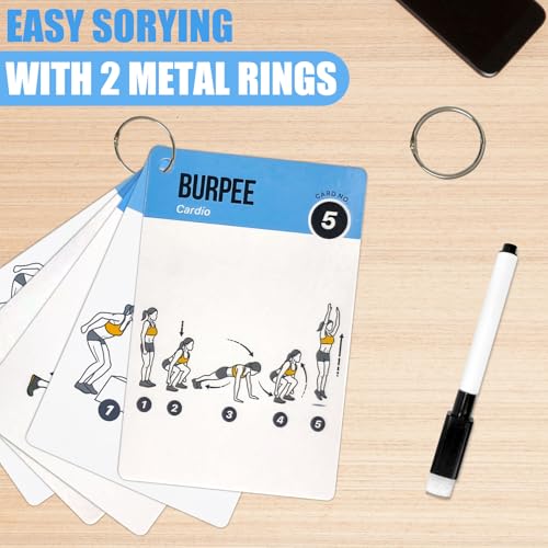 Bodyweight Workout Cards for Women & Men-50 Bodyweight Workout Cards，Includes 2 Rings& Dry-Erase for Easy Organization-Home, Gym or Studio (Bodyweight) - color: Bodyweight