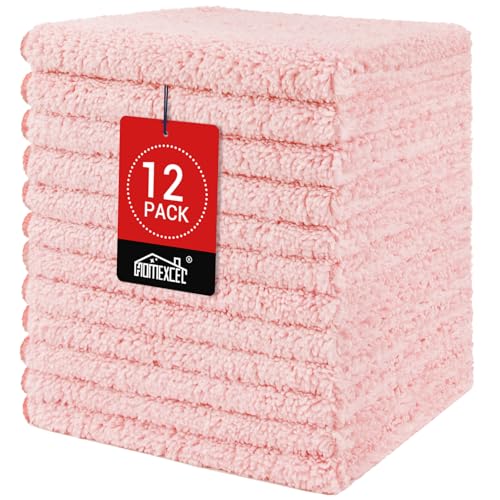 HOMEXCEL Microfiber Washcloths 12 Pack, Highly Absorbent and Soft Face Towel, Multi-Purpose Wash Cloths for Bathroom, Gym, Hotel, Spa and Kitchen, Multicolor 12x12 Inch, Pink - color: Pink