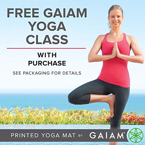 Gaiam Premium Yoga Mat, 6mm Thick Print Mat | Premium 6mm thick cushioning for joint support. Non-slip print design for yoga, Pilates & floor workouts. - color: Lily Shadows
