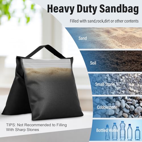 3 Packs Sandbags Weight Bags for Photo Studio, Heavy Duty Saddlebag for Canopy, Umbrella Base, Backdrop Stand, Photo Tripod, Picnic Table,Fishing Chair - size: 3 PCS