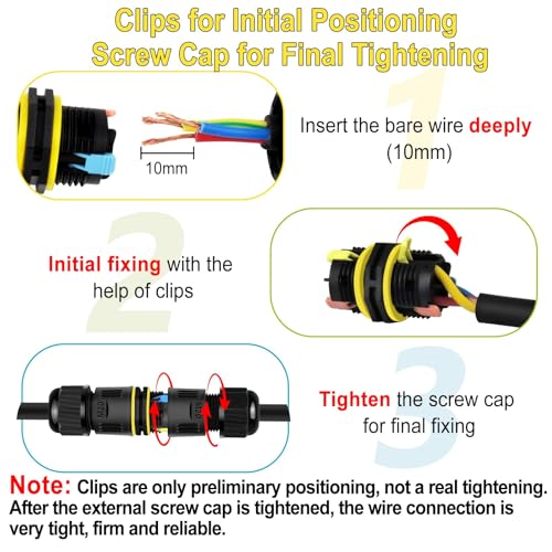 NineLeaf 96PK Waterproof Electrical Cable Connector 3-Pin Push-in Type, IP68 Underground M20 Wire Connector 5-12mm, Fast Press-fit Extension Plug for Outdoor Road and Garden Lighting - size: 96PK, style: Press Type