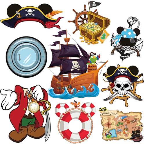 RiVolTa Mouse Cruise Door Magnets - 9 PCs Pirate Captain Ship Cabin Decorations Stateroom Sea Navigation Accessories Anchor Funny Magnetic Stickers for Party Carnival Cars Refrigerator Locker Decor - color: Pirate Ship