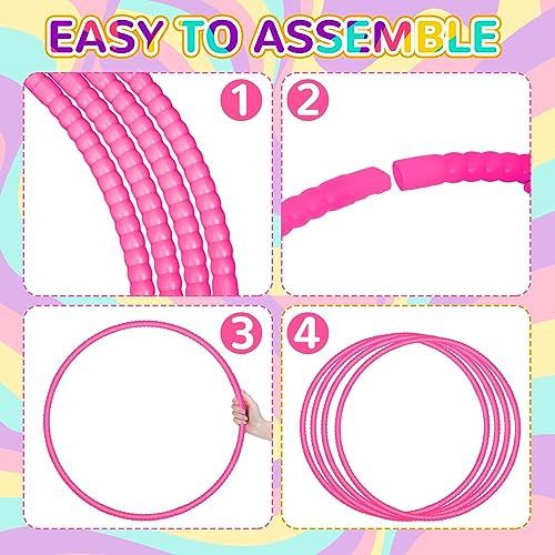 Shappy 6 Pcs Exercise Hoop Detachable Adjustable Plastic Toy Playground Toys Colored Hoop Circles for Teens Games Gymnastics Dog Agility Equipment Party Decor - color: Pink, size: 20 Inch