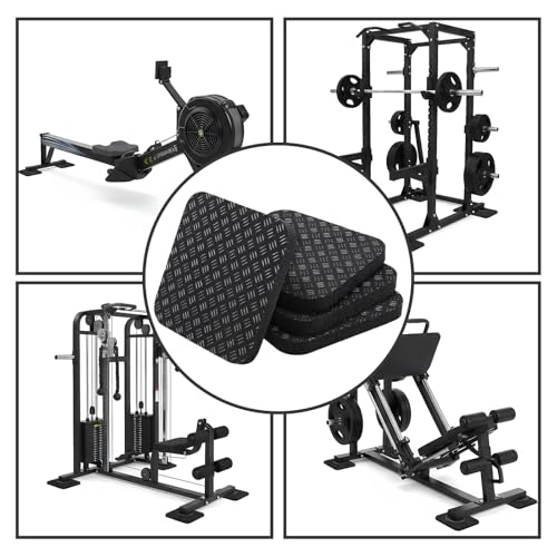 4PCS Anti-Slip Treadmill Mat Pads, 10MM Thick High Density Anti Vibration Walking Pad Mats, 4" x 4" Shock Absorbing Rubber Pads for Stationary Bike, Rowing Machine, Home Gym Floor Protection - size: 10MM - Square - 4PCS