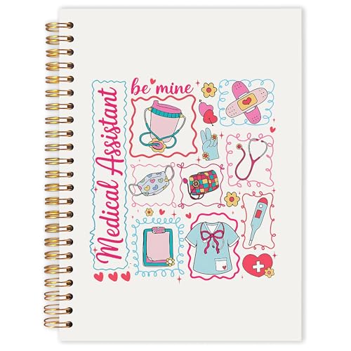 Medical Assistant MA Gifts for Women Spiral Notebook 5.5x8.3 in, Nurse Appreciation Week Gifts, Coquette Pink Bow Nursing Medical Hardcover Notebook Journal for Women Work - color: Nurse Appreciation Week Gifts