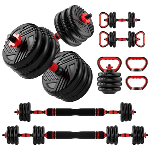 Adjustable Dumbbell Set, 20/30/45/70/90lbs, 5 in 1 Multi-Function Dumbbells | Converts to Barbell Kettlebell&Push up Stand, Free Weight Set for Home Gym Workout, Suitable for Men/Women Strength Training - size: 19LBS(9.5LB Pair)