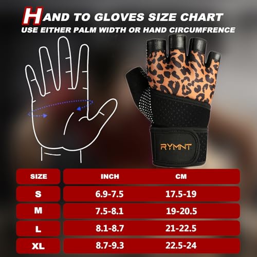 Workout Gloves with Wrist Wrap Support, Weight Lifting Gloves with Full Palm Protection & Extra Grip for Men Women Gym Exercise, Fitness, Weightlifting, Pull ups - color: Leopard, size: Small