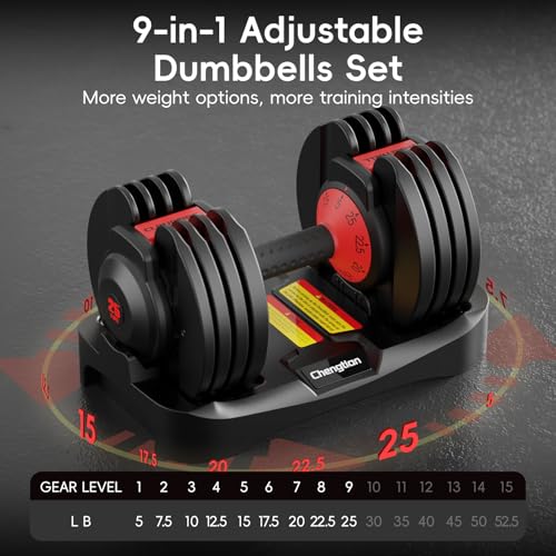 New Upgraded Adjustable Dumbbell Set of 2 (52.5 lbs/25 lbs), 15/9 Weights Dumbbell Set with Safe Locking System, Quick Adjustable Dumbbells For Men and Women Home Gym Workout with Anti-Slip Handle - color: 25LB-Pair