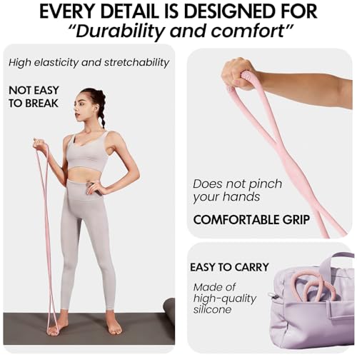 Figure 8 Resistance Band, Figure 8 Resistance Bands for Women Men,Resistance Band Figure for Working Out, Non-Slip Handles, Home Gym, Yoga & Physical Therapy - color: 15lb Pink + 15lb Purple
