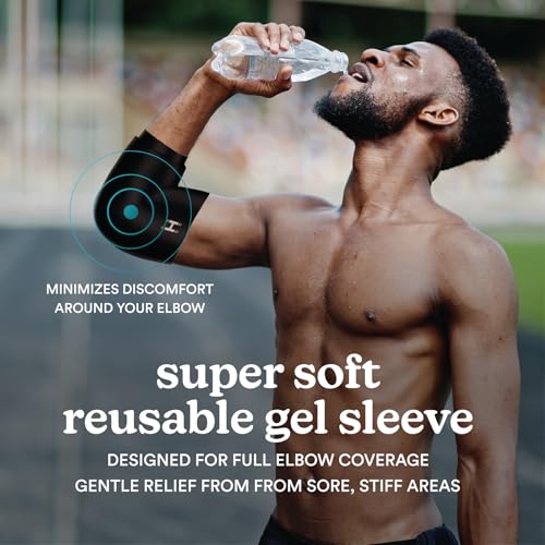 HoMedics Hot and Cold Relief Gel Elbow Sleeve, Heat or Ice Therapy for Sore Elbows and Joints, Soft-Touch Stretch Fabric, Contoured Hydrogel Design for Comfort and Relaxation - style: Elbow